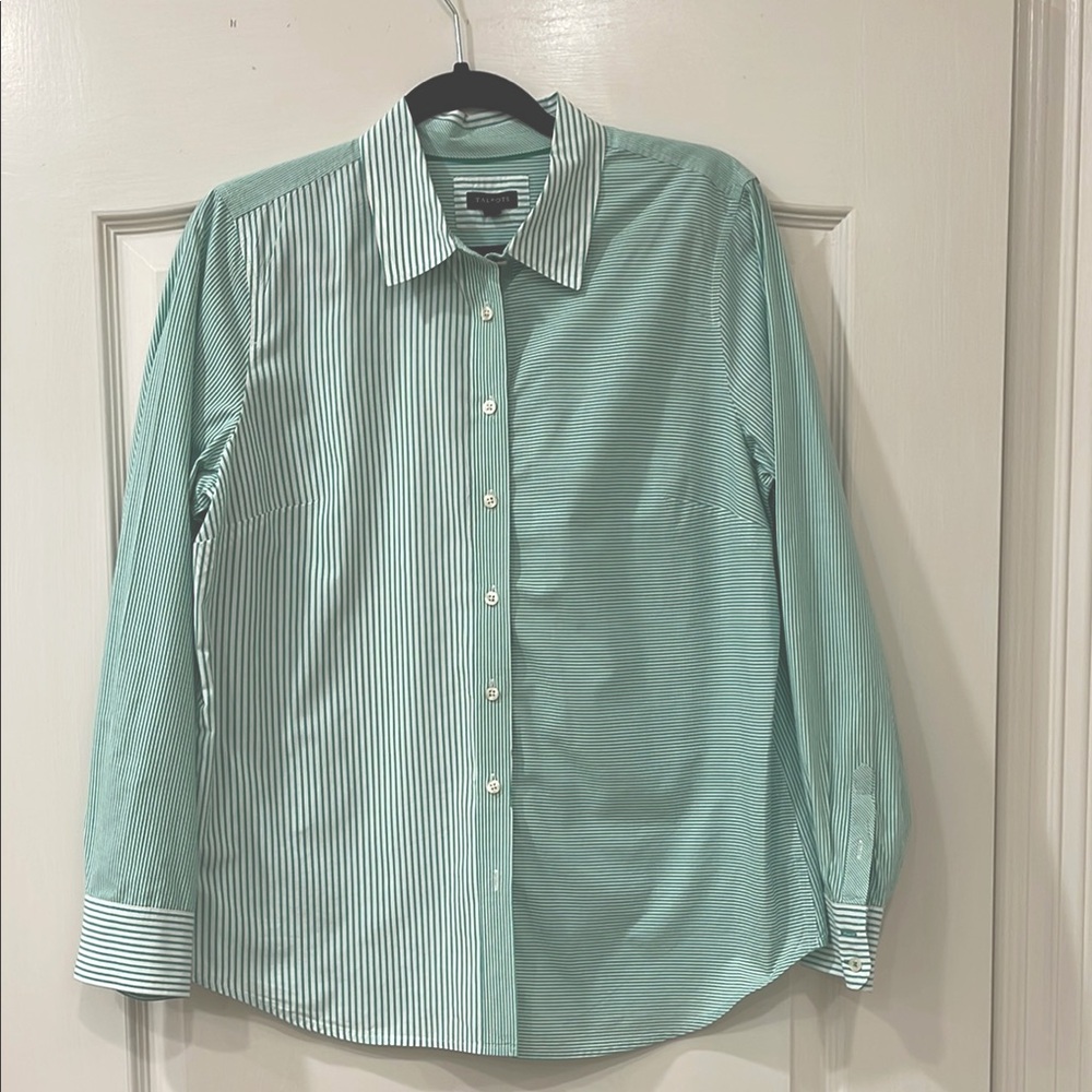 Talbots Green Striped Cotton Shirt